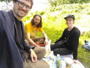 Photo of Andreas Dzialocha, Sam Andreae and Andrew Reid, core p2panda maintainers